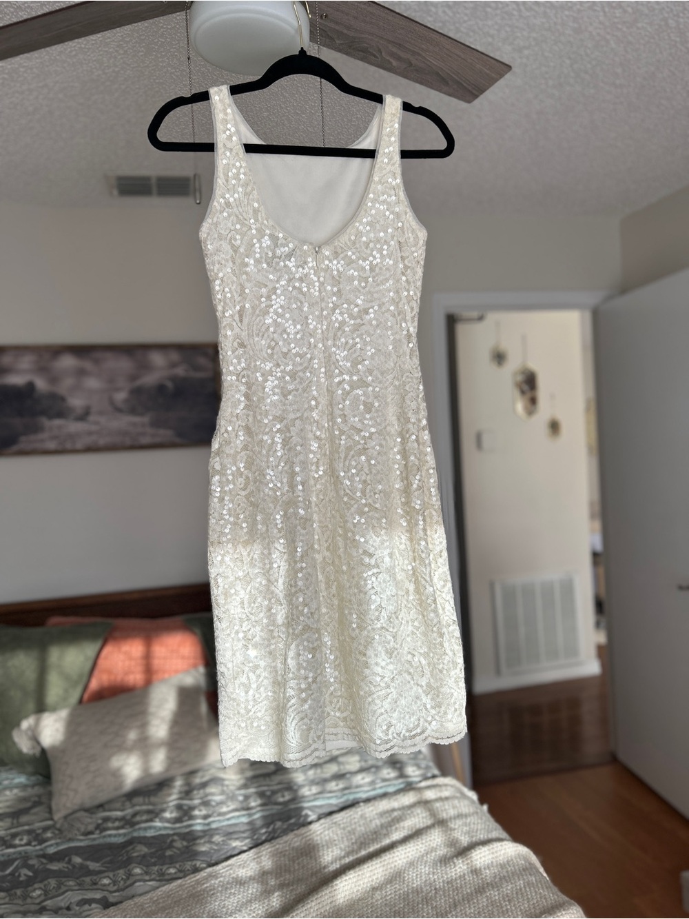 Ralph Lauren Ivory Sequin Lace Midi Dress - Picture 8 of 9
